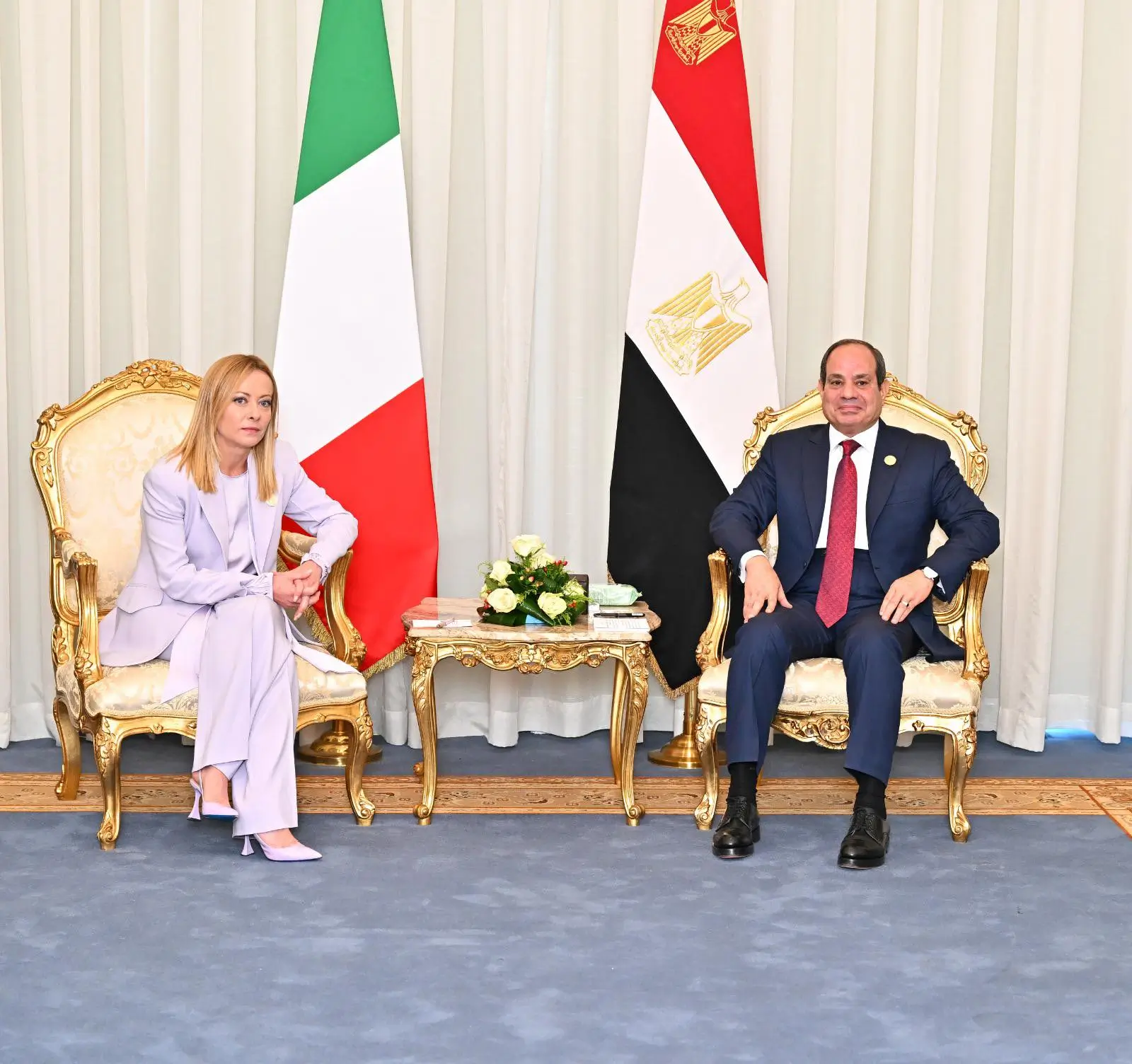 السيسي يستقبل رئيسة الوزراء الإيطالية